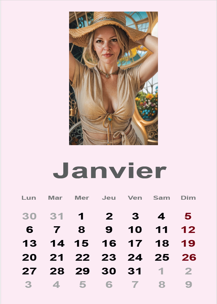 Calendrier mural fantasy janvier